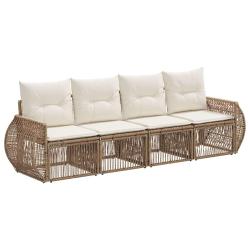 Ensemble de canap&eacute; de jardin 4 pcs Beige et blanc cr&egrave;me