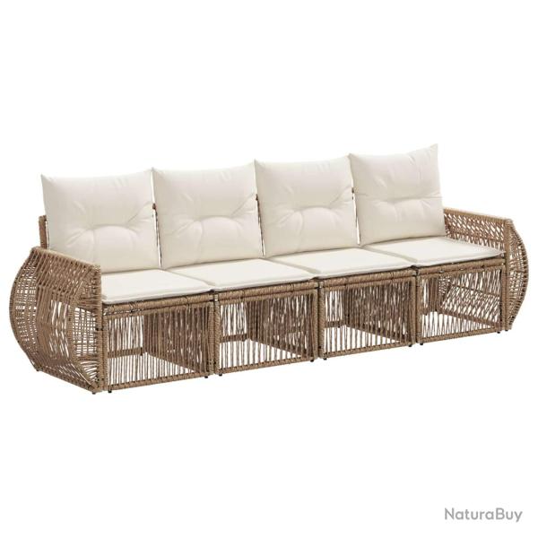 Ensemble de canap� de jardin 4 pcs Beige et blanc cr�me