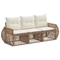 Ensemble de canap&eacute; de jardin 3 pcs Beige et blanc cr&egrave;me