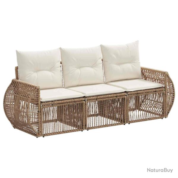 Ensemble de canap� de jardin 3 pcs Beige et blanc cr�me
