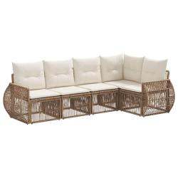 Ensemble de canap&eacute; de jardin 5 pcs Beige et blanc cr&egrave;me