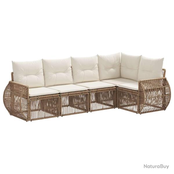 Ensemble de canap� de jardin 5 pcs Beige et blanc cr�me