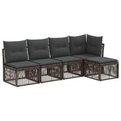 Ensemble de canap&eacute; de jardin 5 pcs Gris polyrotin
