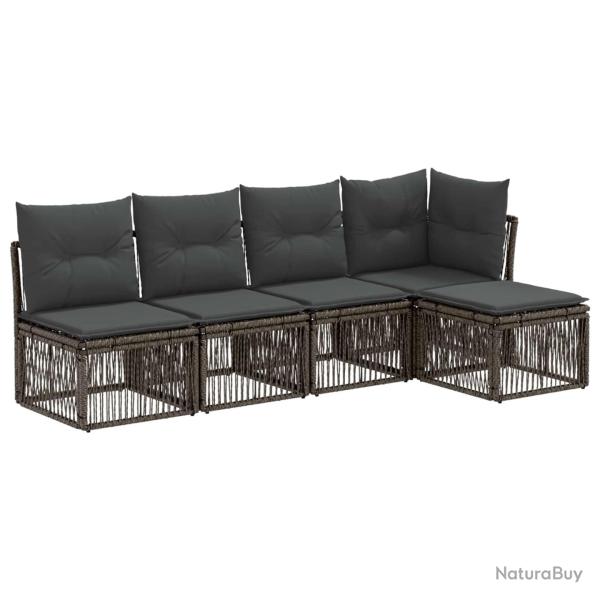 Ensemble de canap� de jardin 5 pcs Gris polyrotin