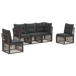 Ensemble de canap&eacute; de jardin 5 pcs Gris polyrotin