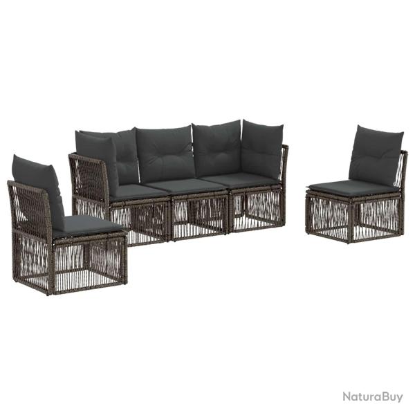 Ensemble de canap� de jardin 5 pcs Gris polyrotin