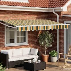 Auvent r&eacute;tractable &eacute;lectrique Vert, Jaune, Blanc 3 x 2,5 m