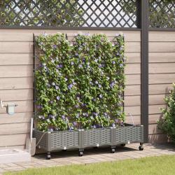 Porte-plante de jardin avec irrigation et roues 3 pc Gris clair