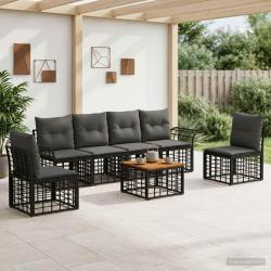 Ensemble de canap&eacute;s d'ext&eacute;rieur 7 pcs Noir et Gris fonc&eacute;