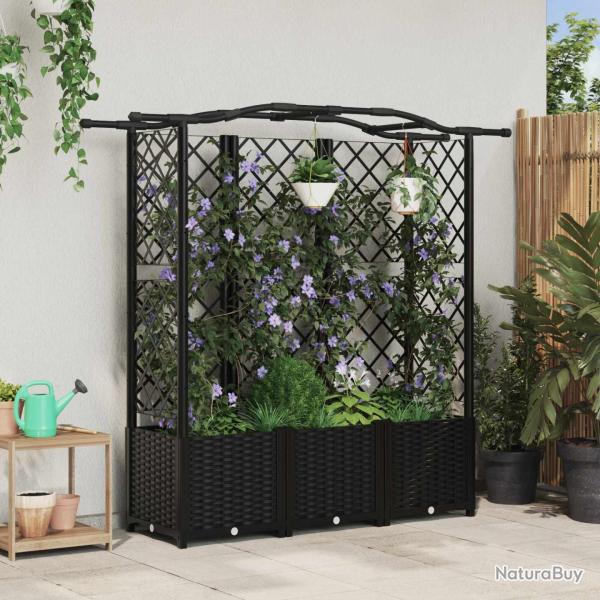 Lit �lev� avec Treillis et Toit Noir 163 x 40 x 138 cm PP