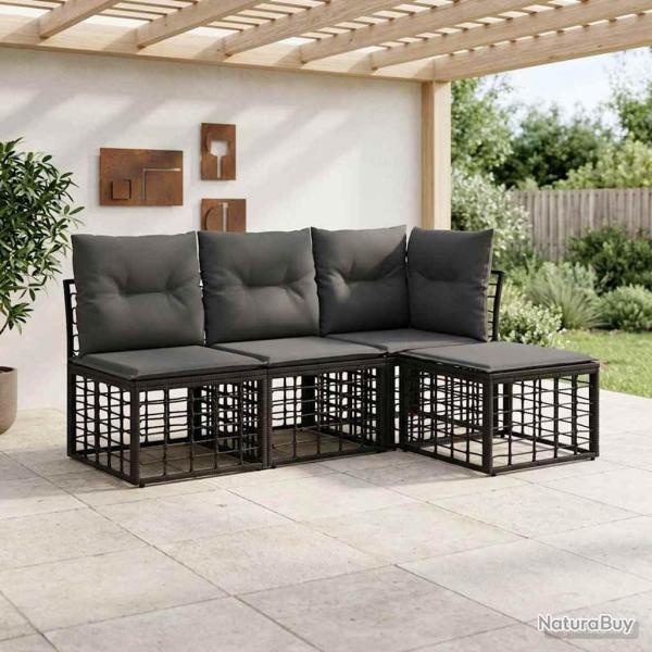 Ensemble de canap�s d'ext�rieur Noir Polyester