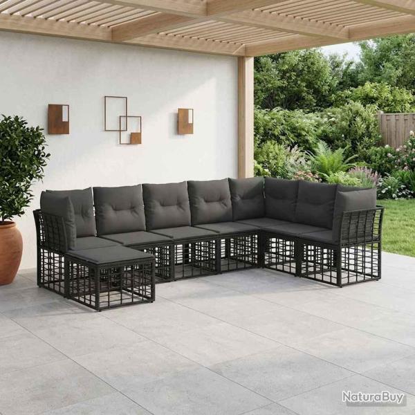 Ensemble de canap�s d'ext�rieur Noir Polyester