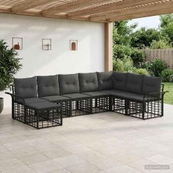 Ensemble de canap&eacute;s d'ext&eacute;rieur 8 pcs Noir et Gris fonc&eacute;