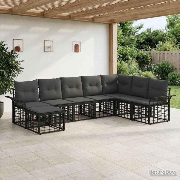 Ensemble de canap�s d'ext�rieur 8 pcs Noir et Gris fonc�