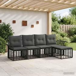 Ensemble de canap&eacute;s d'ext&eacute;rieur 5 pcs Noir et Gris fonc&eacute;