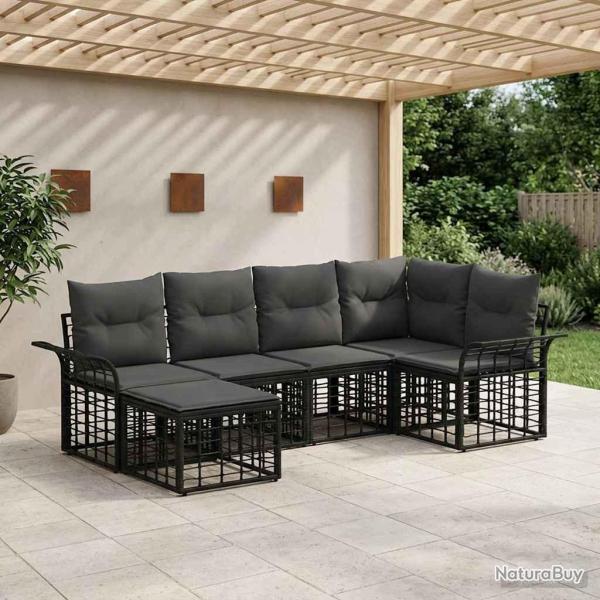 Ensemble de canap�s d'ext�rieur 6 pcs Noir et Gris fonc�