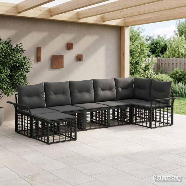 Ensemble de canap�s d'ext�rieur 7 pcs Noir et Gris fonc�