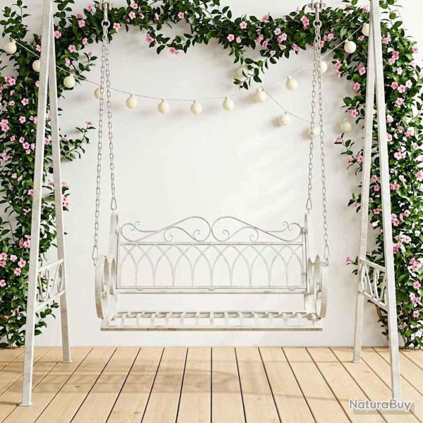Banc Balan�oire Acier 109 x 75 x 59 cm Blanc antique