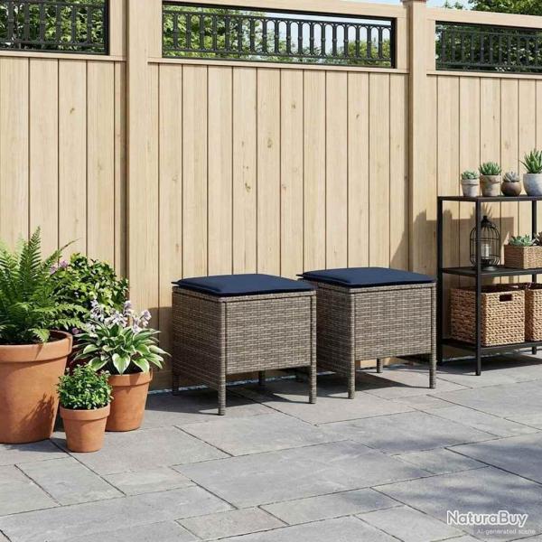 Pouf de Jardin 2 Pi�ce Gris et bleu marine 38 x 38 x 45 cm