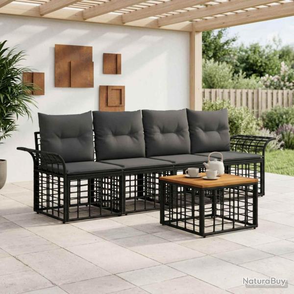 Ensemble de canap�s d'ext�rieur 5 pcs Noir et Gris fonc�
