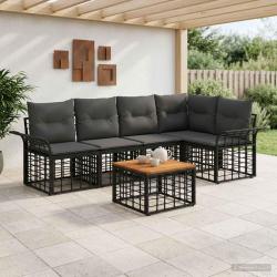 Ensemble de canap&eacute;s d'ext&eacute;rieur 6 pcs Noir et Gris fonc&eacute;