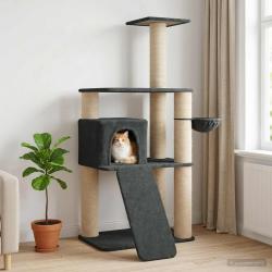 Arbre &agrave; chat avec poteaux &agrave; griffer en sisal Gris fonc&eacute; 173 cm