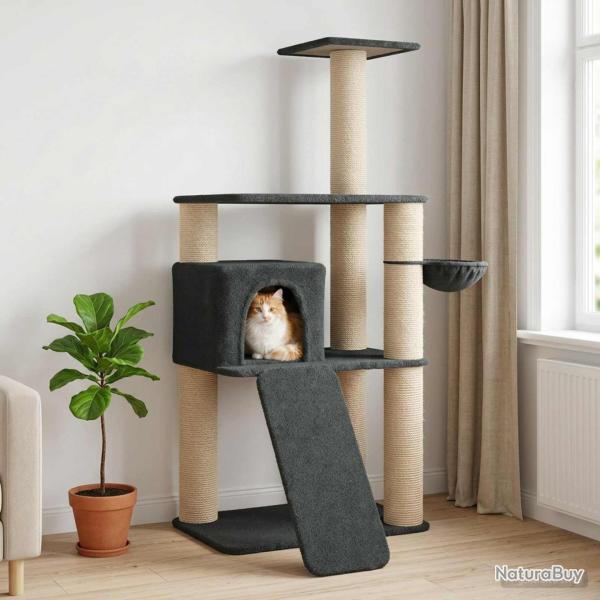 Arbre � chat avec poteaux � griffer en sisal Gris fonc� 173 cm