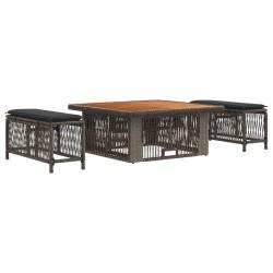 Ensemble de salle &agrave; manger pour jardin 3 pcs Gris et Gris fonc&eacute;