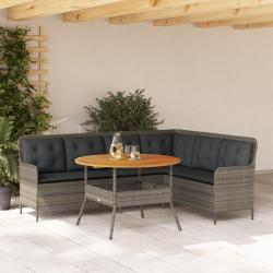 Salon de jardin 2 pcs avec coussins Gris R&eacute;sine tress&eacute;e