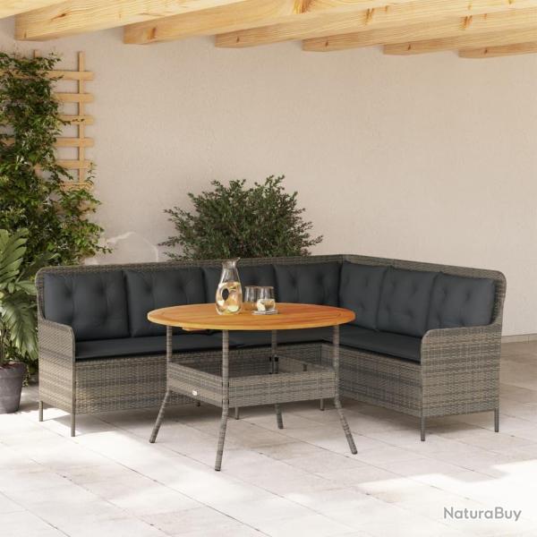 Salon de jardin 2 pcs avec coussins Gris R�sine tress�e