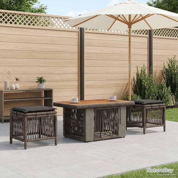Ensemble de salle � manger pour jardin 3 pcs Gris et Gris fonc�