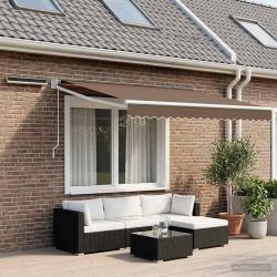 Auvent r&eacute;tractable &eacute;lectrique Taupe 100% Polyester et Aluminium