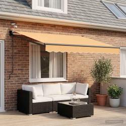 Auvent r&eacute;tractable &eacute;lectrique Sable 100% Polyester et Aluminium