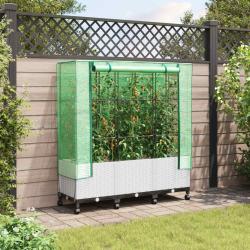 Jardini&egrave;re de jardin avec couverture de serre et roues 3 pc PP