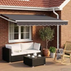Auvent r&eacute;tractable &eacute;lectrique Anthracite et blanc 3 x 2,5 m