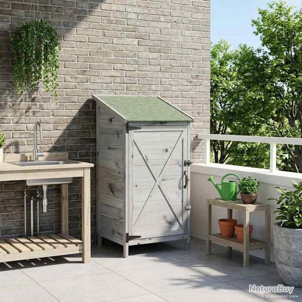 Abri de jardin Gris 59,5 x 56 x 113,5 cm Bois de Sapin Massif