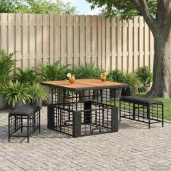 Ensemble de salle &agrave; manger pour jardin 3 pcs Noir et gris