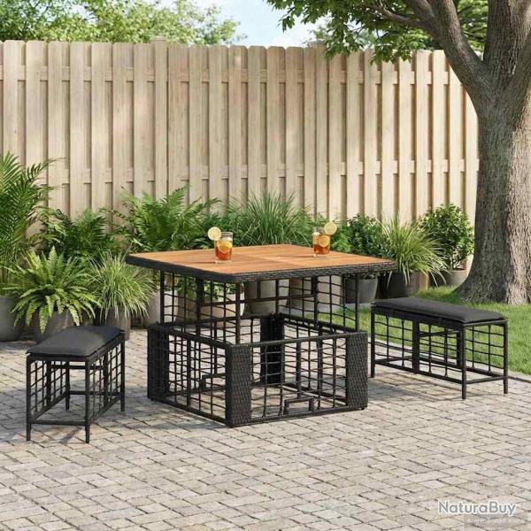 Ensemble de salle � manger pour jardin 3 pcs Noir et gris