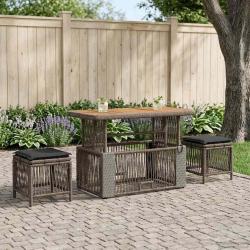 Ensemble de salle &agrave; manger pour jardin 4 pcs Gris et Gris fonc&eacute;