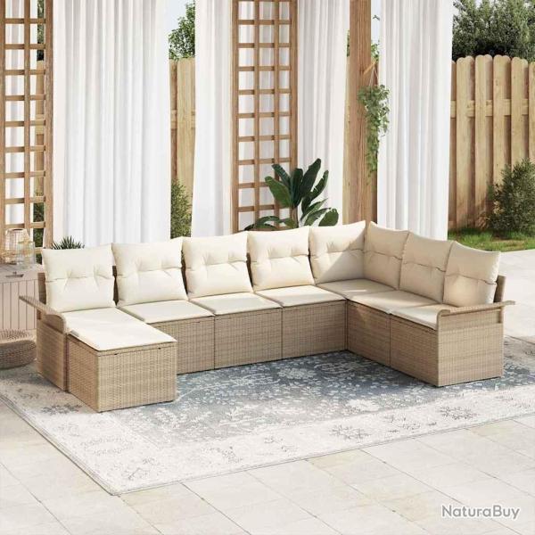 Ensemble de canap� de jardin avec coussin 8 pcs Beige polyrotin
