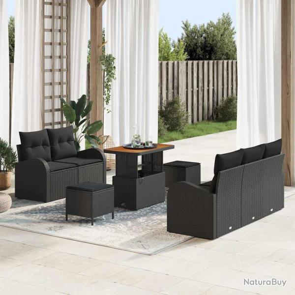Ensemble de canap� de jardin avec coussin 8 pcs Noir