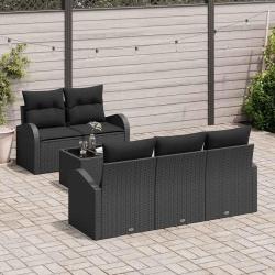 Ensemble de canap&eacute; de jardin avec stockage 6 pcs Noir polyrotin