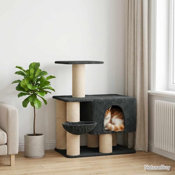 Arbre � chat avec poteaux � griffer en sisal Gris fonc� 96 cm