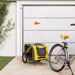 Remorque de v&eacute;lo pour animaux de compagnie jaune et gris
