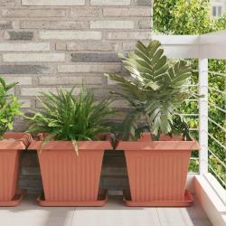 Pots de plantes 24 pcs Rouge brique 43 x 43 x 33,5 cm Plastique