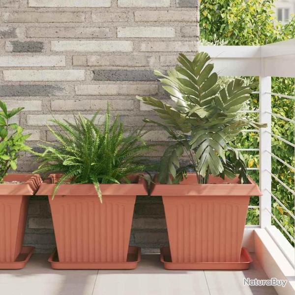 Pots de plantes 24 pcs Rouge brique 43 x 43 x 33,5 cm Plastique