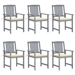 Chaises de jardin et coussins lot de 6 Bois acacia massif Gris