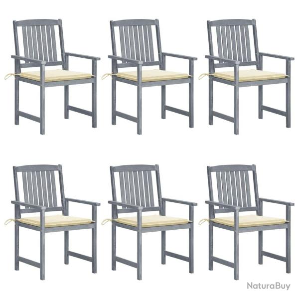 Chaises de jardin et coussins lot de 6 Bois acacia massif Gris