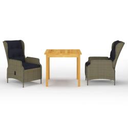 Ensemble &agrave; manger de jardin 3 pcs Marron