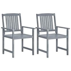 Chaises de jardin lot de 2 Gris Bois solide d'acacia